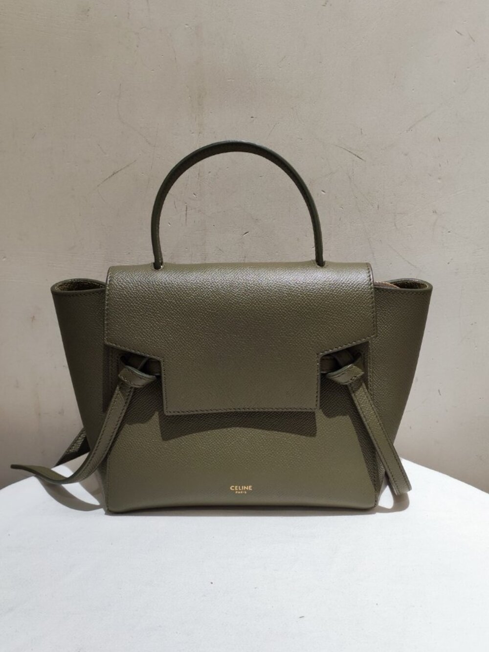 Celine Belt Bag Micro Dark Green Grain Calfskin Top‑Handle Crossbody Bag